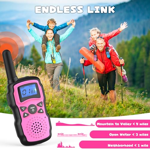 Wishouse Walkie Talkies for Kids Rechargeable 2 Pack Pink Purple I9315