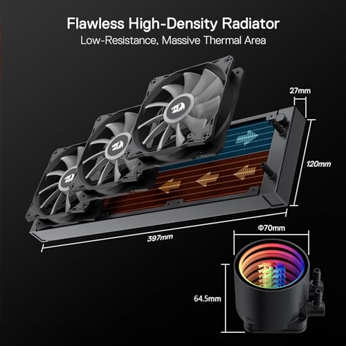 Redragon HL240 ARGB Liquid Cooling System CPU Water Cooler, 2 x 120mm PWM Fans, LGA 1700 & AM5 N3645