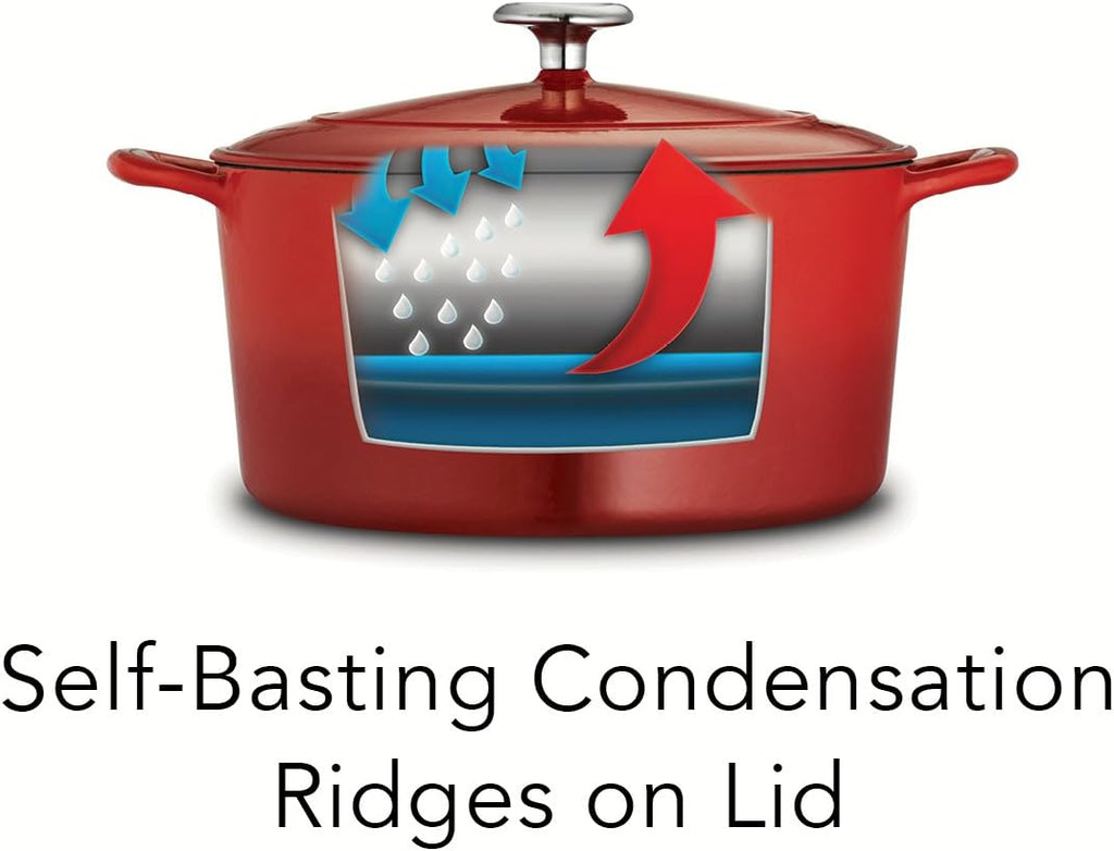 Tramontina Covered Round Dutch Oven Enameled Cast Iron 6.5-Quart, Red F51374