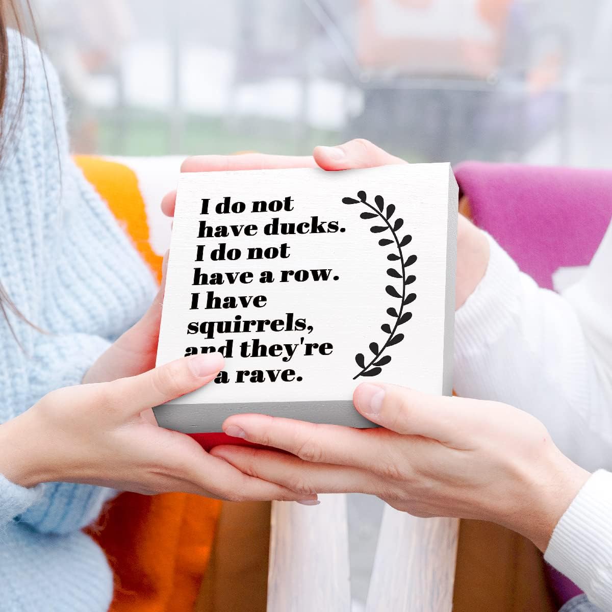 Funny Wood Box Sign I Do Not Have Ducks Desk Décor for Office J695
