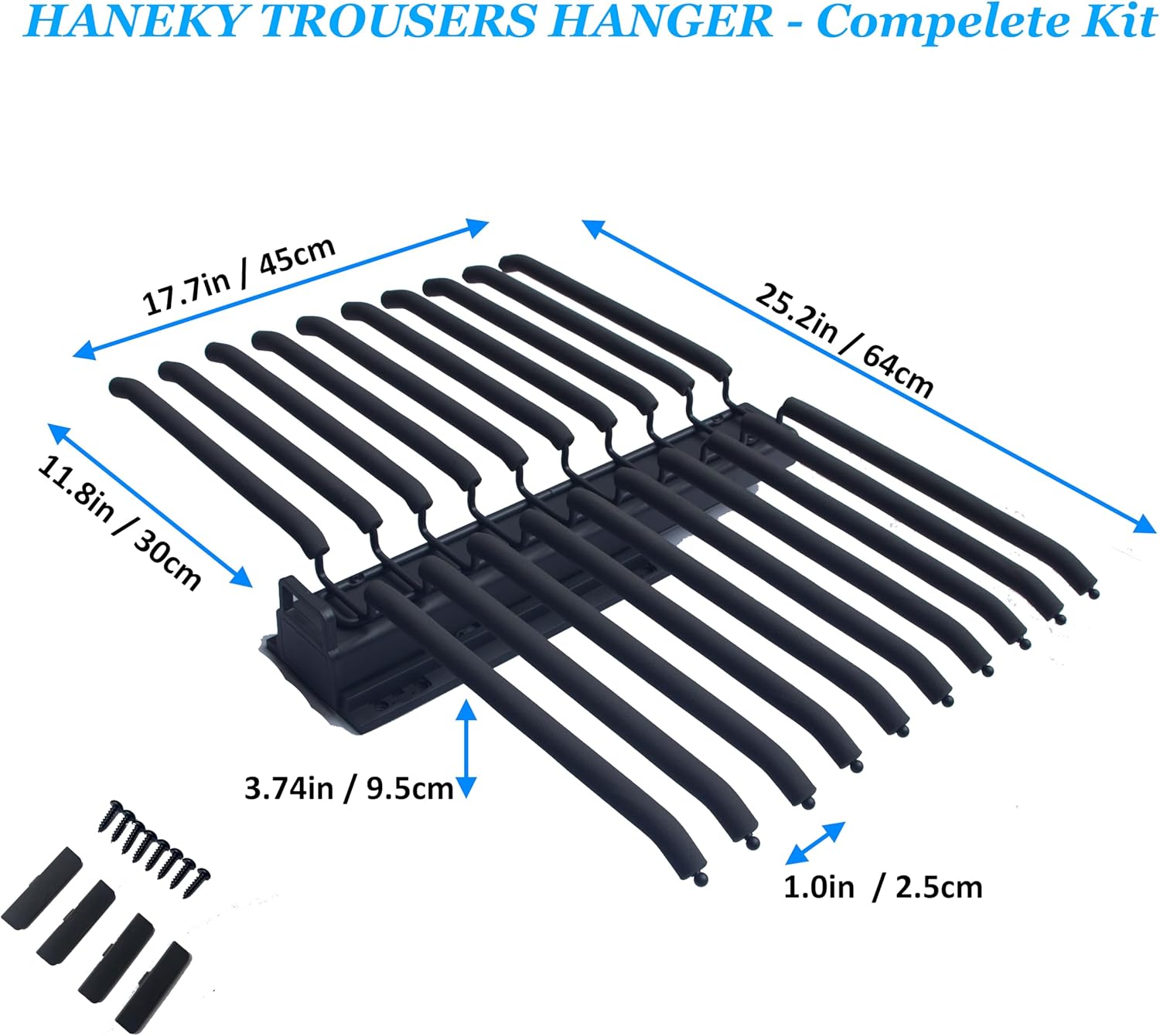 HANKEY Pull Out Pants Rack Space Saving Heavy-Duty Grey P2856