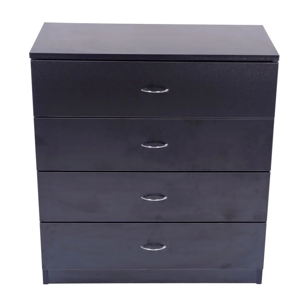 MDF Wood 4-Drawer Dresser Black V749