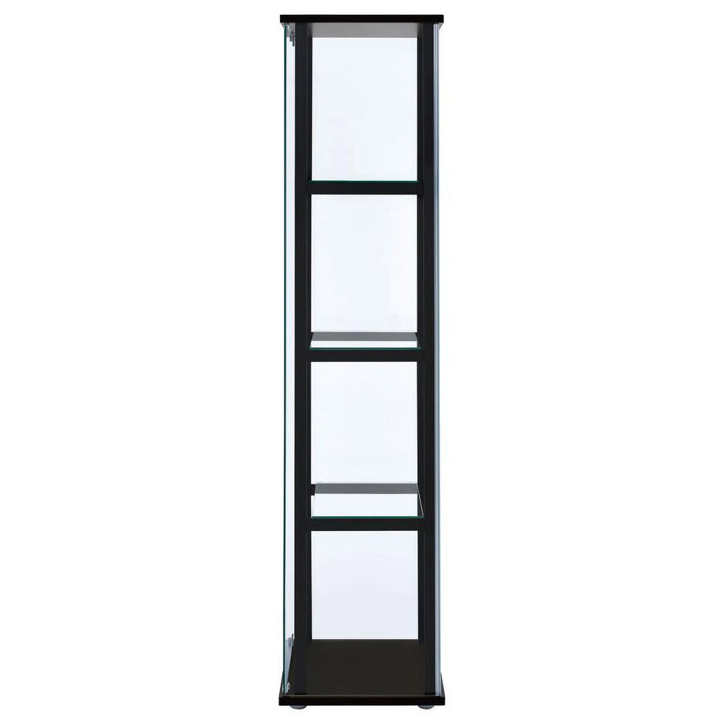 Black Wood Glass 4 Shelf Curio Display Cabinet N312339