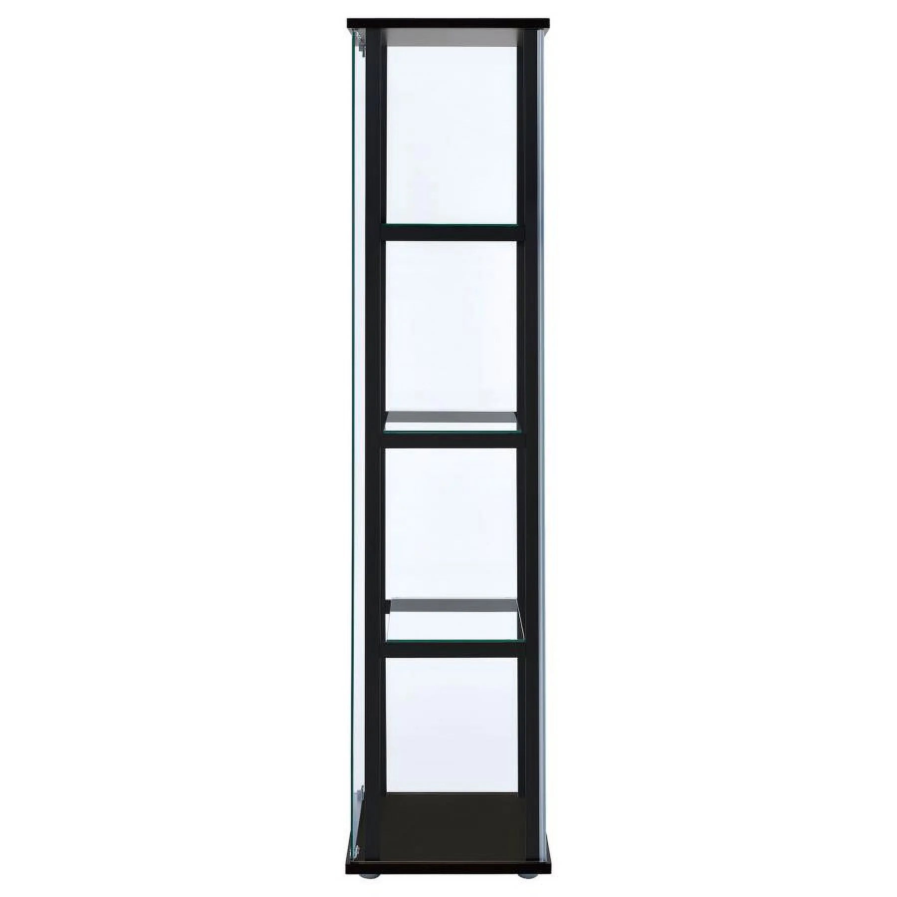 Black Wood Glass 4 Shelf Curio Display Cabinet N312339