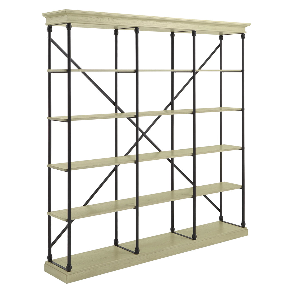 Weston Home Cabana 5 Shelf Triple Bookcase, Ivory/Black C884256