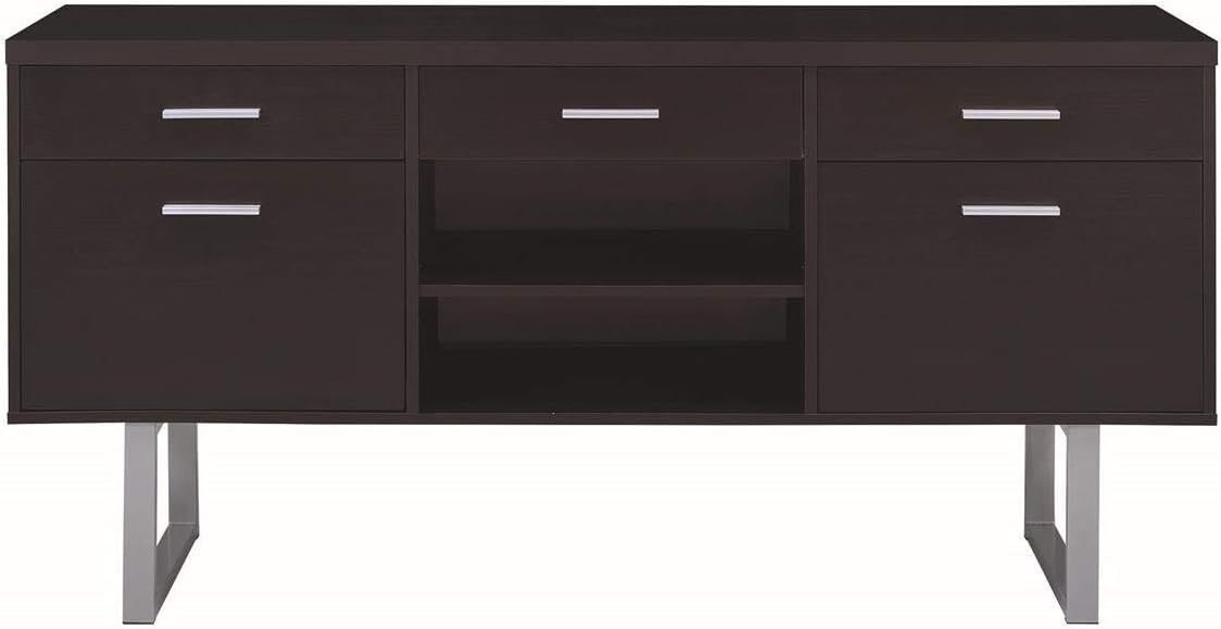 Cappuccino Credenza with Metal Sled Legs, 60 x 16 x 30 in a7