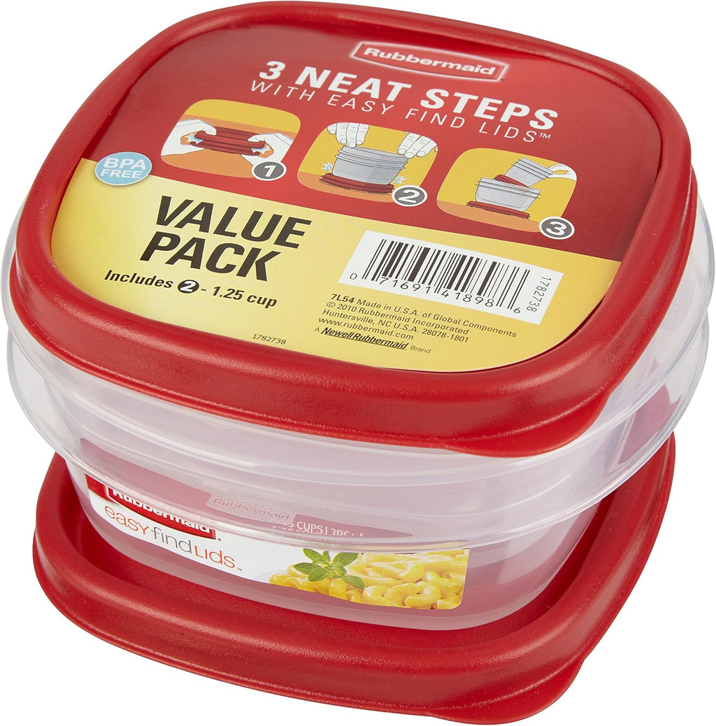 Rubbermaid Easy Find Lids Food Storage Containers, 1.25 Cup, 4-Piece Set K208969
