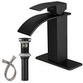 BWE Bathroom Faucet Modern Oil Rubbed Bronze Waterfall Single Hole Faucet for Bathroom Sink Single Handle with Pop Up Drain with Overflow Assembly and Supply Line Lavatory Bath Faucet Lead-Free
