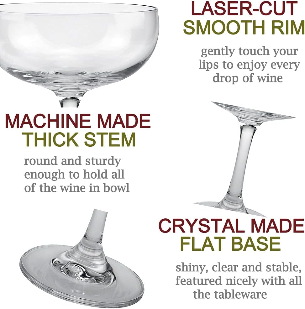 Champagne Coupe Glass Set of 2, Crystal Saucer, 7 oz U906