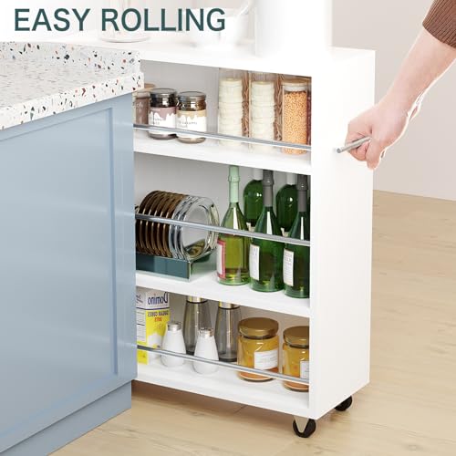 4-Tier Slim Rolling Storage Cart for Kitchen Laundry Bathroom L968