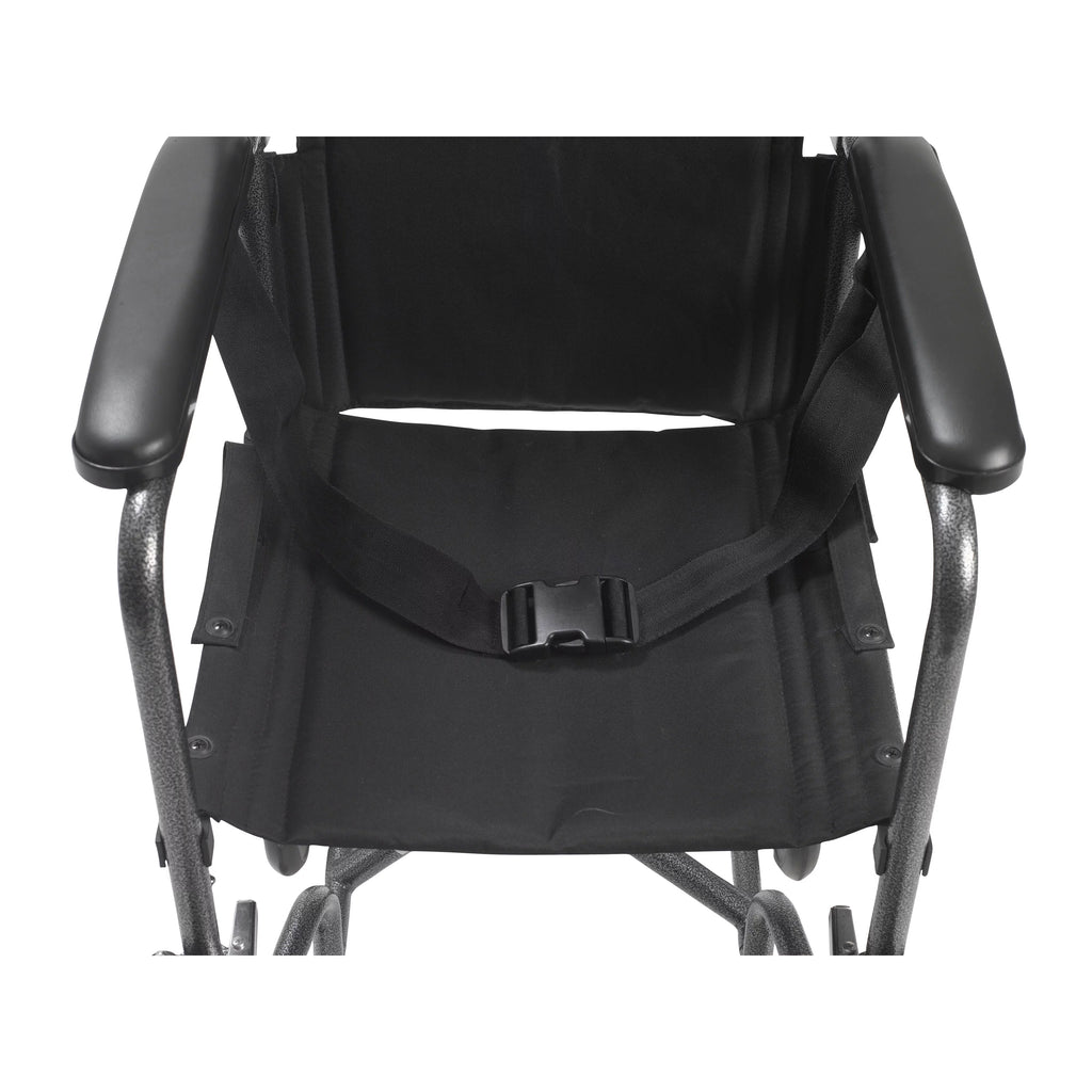 Drive Medical Lightweight Steel Transport Wheelchair, Fixed Full Arms, 19" Seat U357