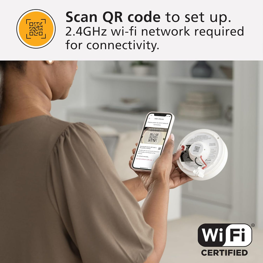 Kidde Smart Smoke & CO Detector with Indoor Air Quality Monitor, WiFi, Hardwired w/Battery Backup J865