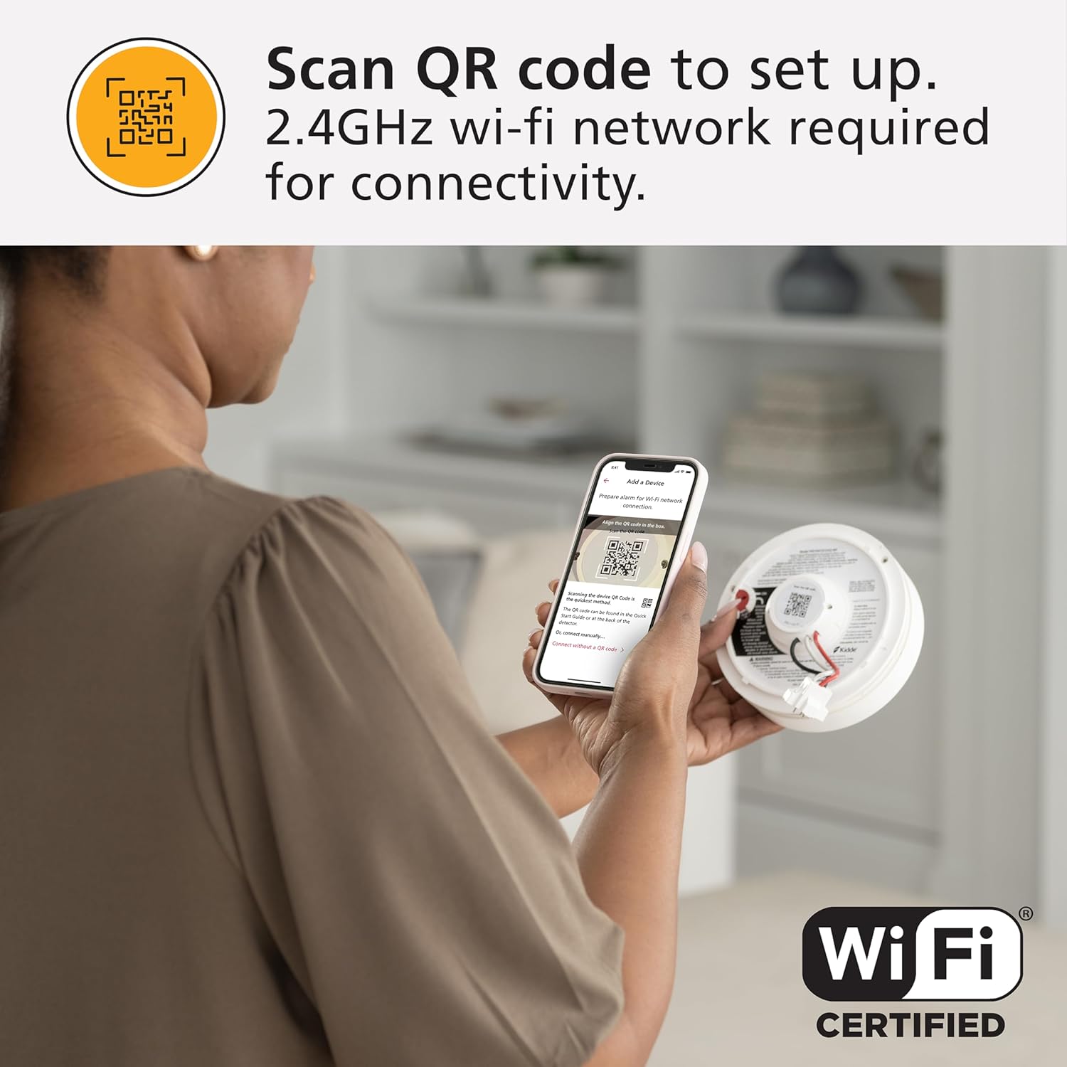 Kidde Smart Smoke & CO Detector with Indoor Air Quality Monitor, WiFi, Hardwired w/Battery Backup J865