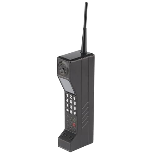 FLEXMAN Retro Brick Cell Phone Ornament, Portable Metal Vintage Cellular Phone Model, Old Fashioned Cell Phone Template for Home Office Table Decoration (Black)