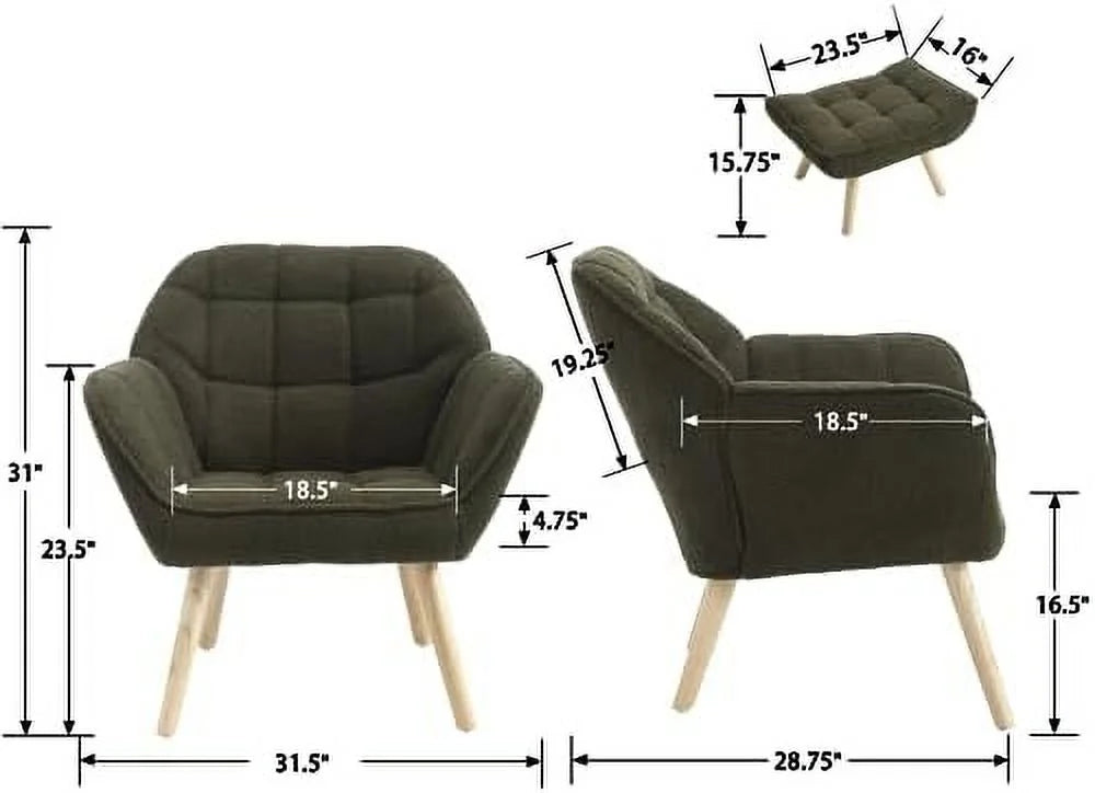 YZboomLife Small Loveseat 2-Seat Sofa Couch with Wingback and Wood Legs, Green Sherpa Z2268