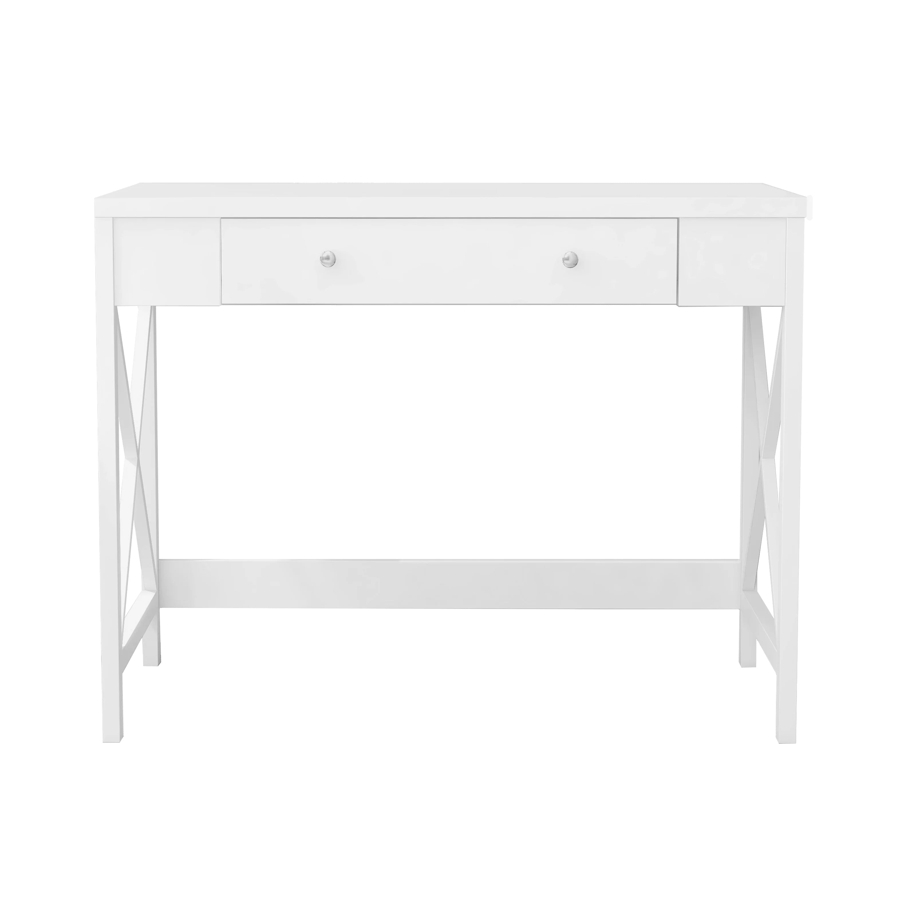 paproos White Work Study Table with Storage Drawer K118