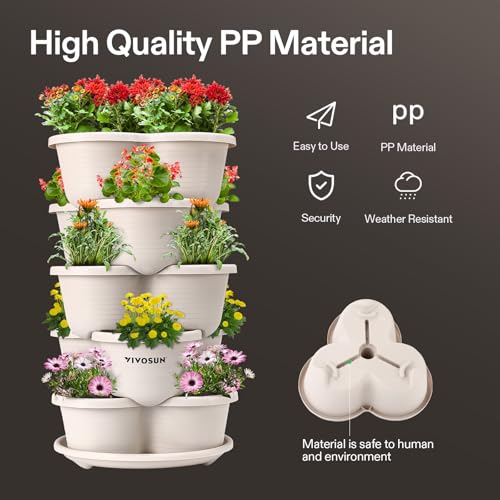 5 Tier Vertical Stackable Planter for Plants Grey a7