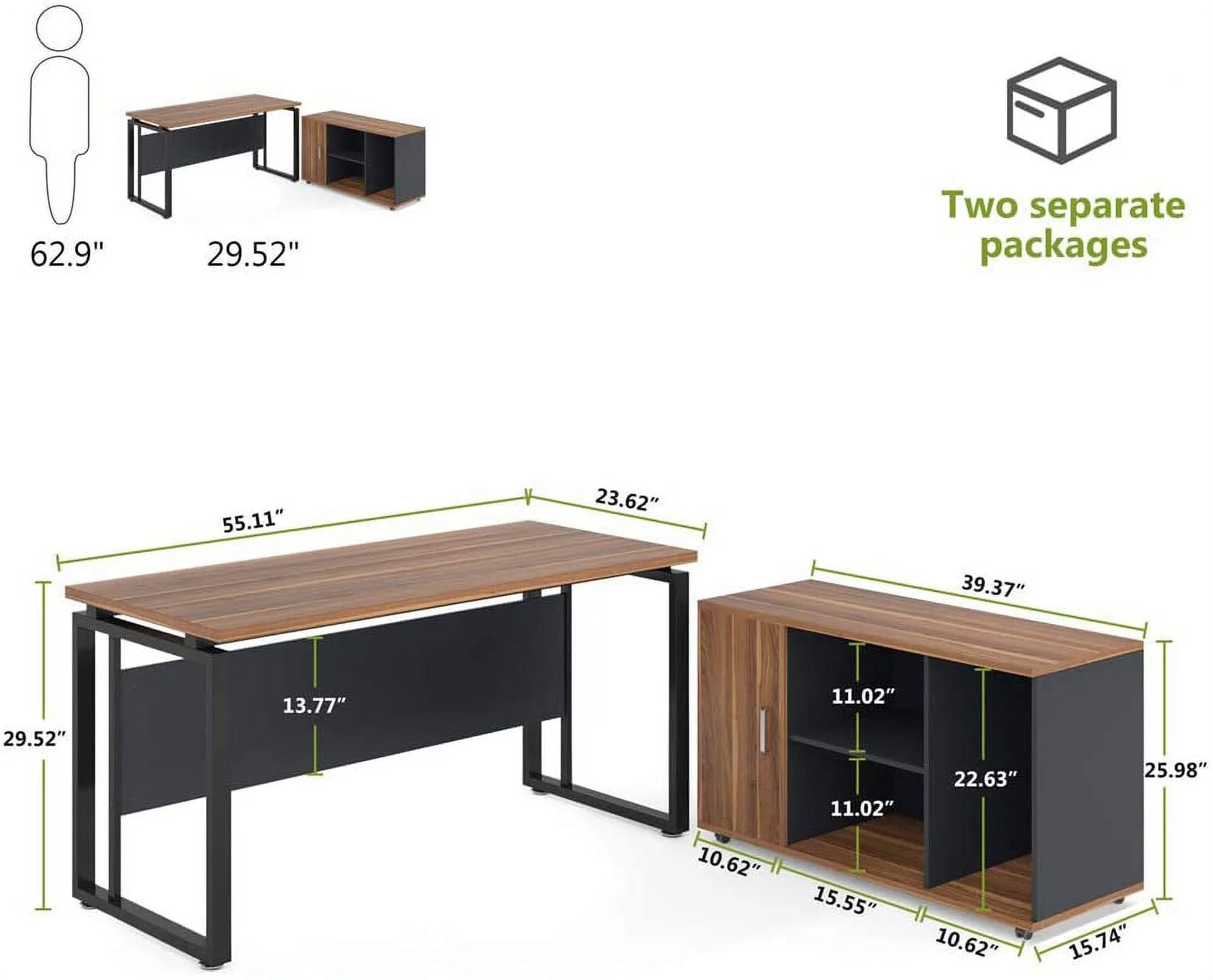 Tribesigns L-Shaped Computer Desk with File Cabinet, 55 Inch S6273