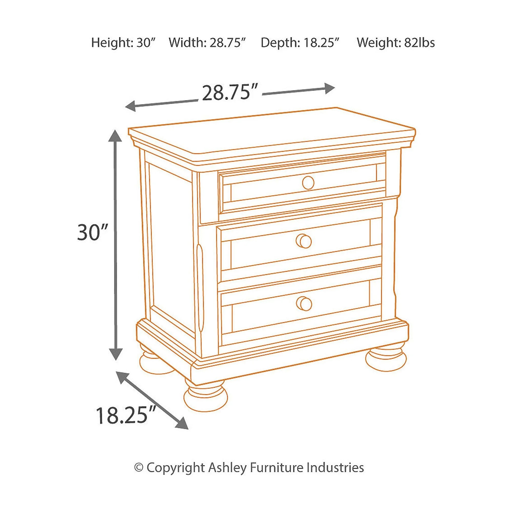 Signature Design by Ashley Porter 2 Drawer Nightstand, Dark Brown U39224
