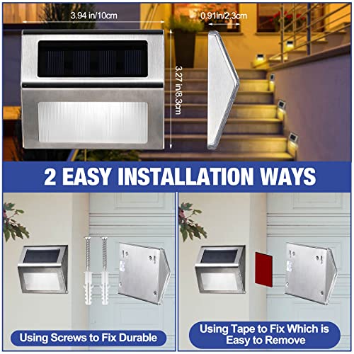 Solar Step Lights Outdoor Fence Deck Waterproof Stair Lights for Garden Yard Patio Pathway Cool White k7m