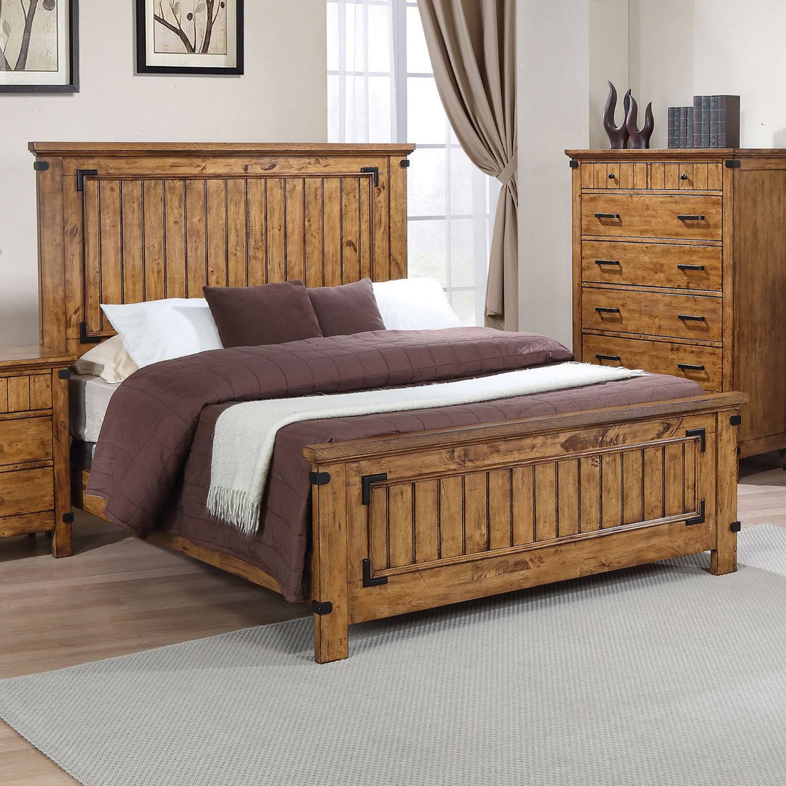 Rustic Honey Full Panel Bed 7k