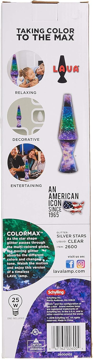 Lava Lamp 14.5-inch Silver Glitter Tri-Color Globe a7k