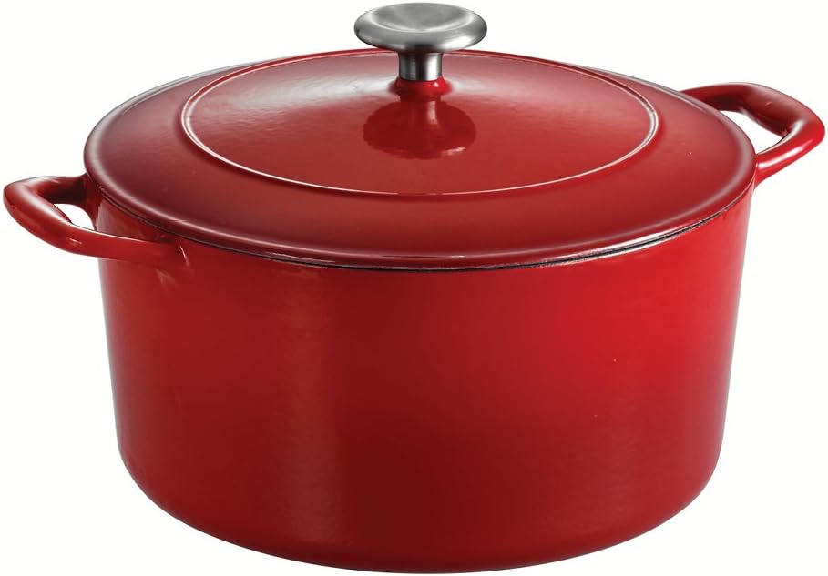 Tramontina Covered Round Dutch Oven Enameled Cast Iron 6.5-Quart, Red F51374