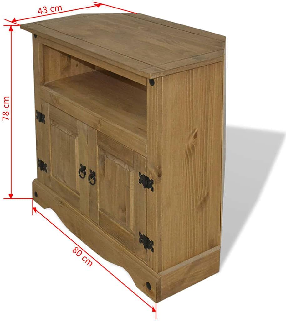 Console Table with Storage and Drawers, Mexican Pine Corona Range 31.5"x16.9"x30.7" T5558