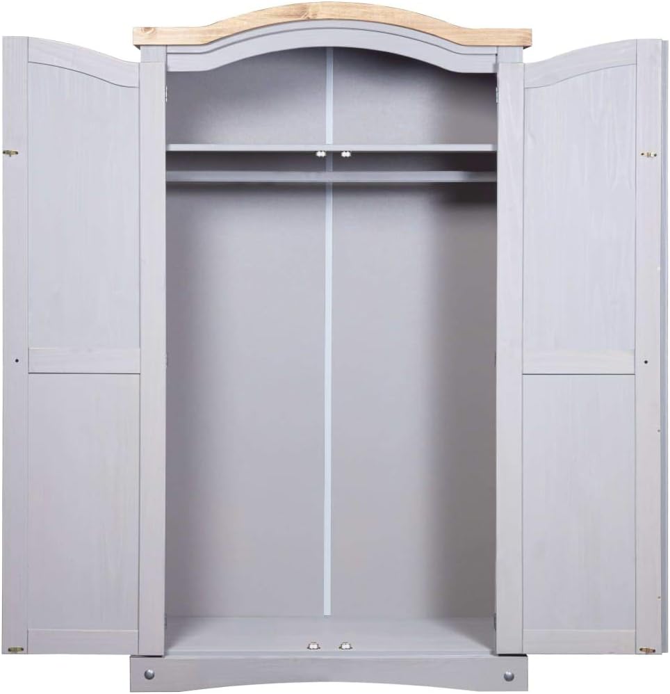 Corona Range 2 Door Wardrobe Grey Mexican Pine W2426