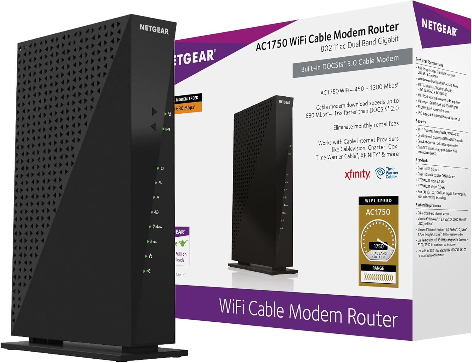 Cable Modem WiFi Router Combo AC1900 DOCSIS 3.0 k7