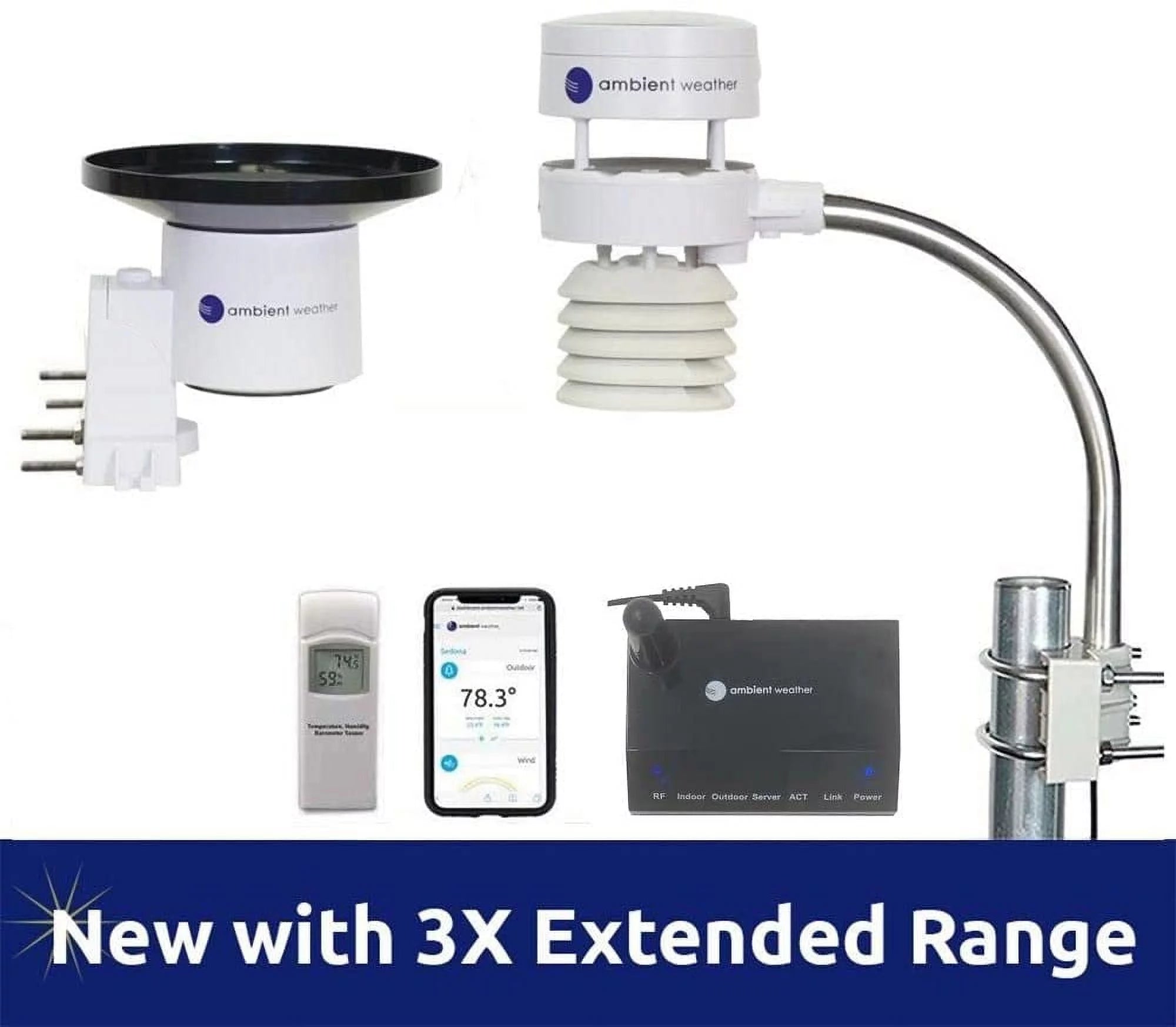 Ambient Weather WS-5000-IP Ultrasonic Smart Weather Station with Remote Monitoring J66468