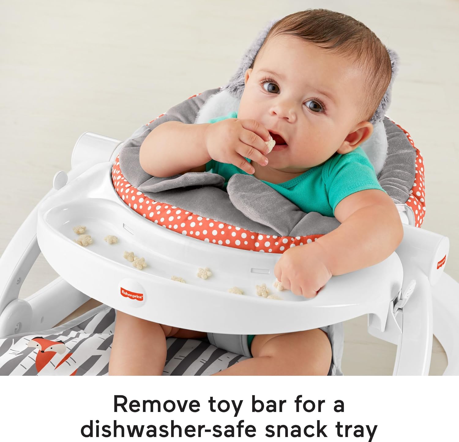 Fisher-Price Portable Baby Chair Sit-Me-Up Floor Seat with Snack Tray and Toy Bar T531256