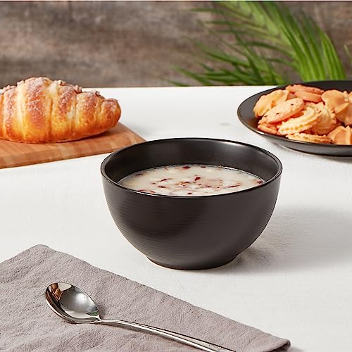 ONEMORE Cereal Bowls Set of 6, 28 oz Ceramic, Black W39410