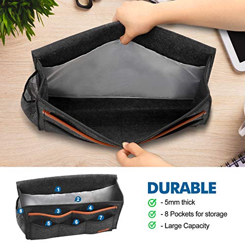 Bedside Caddy with 8 Pockets for Bed Storage Organizer, Light Gray K88416