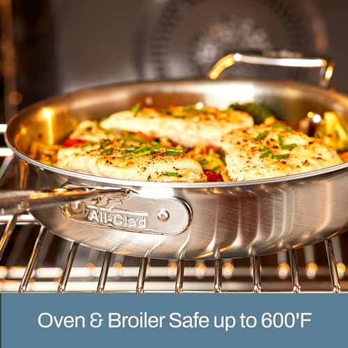 All-Clad D5 5-Ply Brushed Stainless Steel Fry Pan with Lid, 14 Inch, Induction Compatible P161
