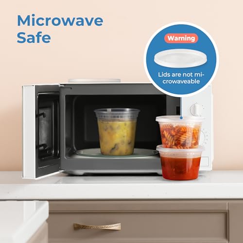 Fit Meal Prep 32 oz Deli Containers with Lids, Airtight Leakproof Round Food Storage, 24 Pack Q782