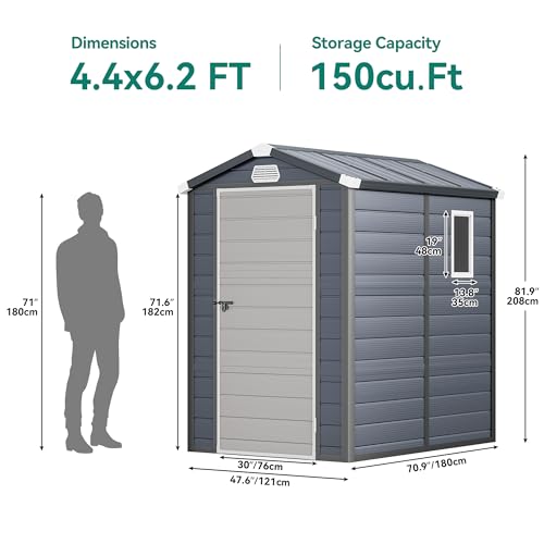 Light Gray Resin Tool Shed 36 Cu Ft Outdoor Storage a7