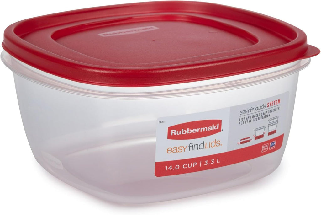 Rubbermaid Easy Find Lids Food Storage Container, 14 Cup, Red 2 Pack O21555