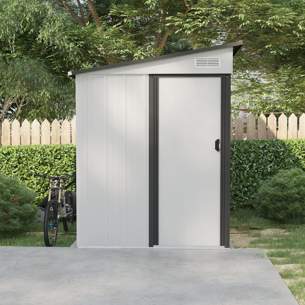 Outdoor Lean-to Metal Storage Shed 5x7ft with Pent Roof U475398