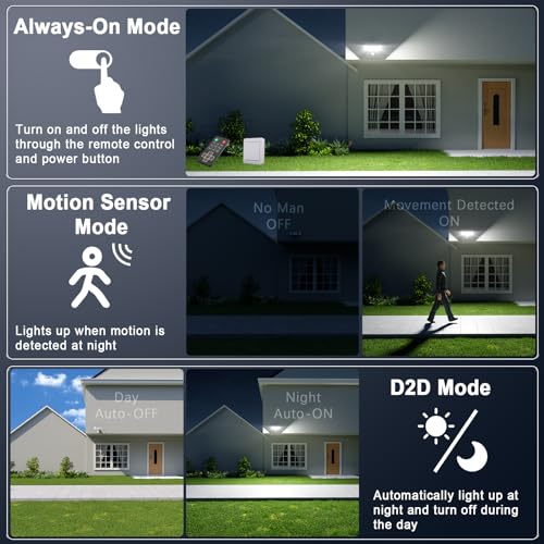 75W Motion Sensor Security Lights with Remote Control, 3 Heads, IP65, 2 Pack O11467