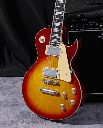 Leo Jaymz Full Size Single Cut Electric Guitar Mahogany with US Flag Sticker F202