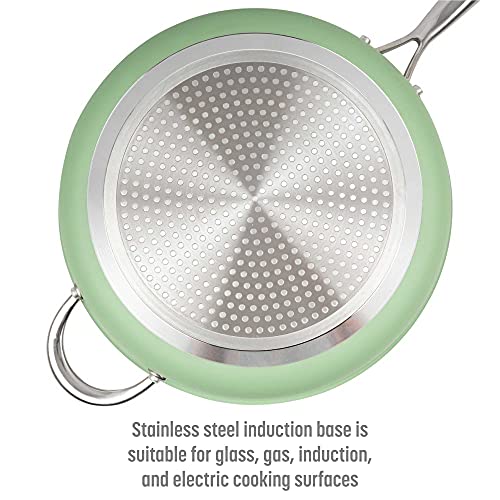 Goodful Ceramic Nonstick Deep Saute Pan with Lid, 4-Quart, Green Y886412