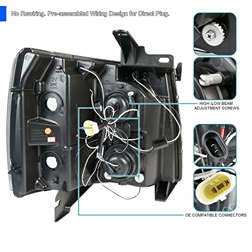 LED Projector Headlights Pair for Chevy Silverado 2007-2013 1500, 2500HD/3500HD a7