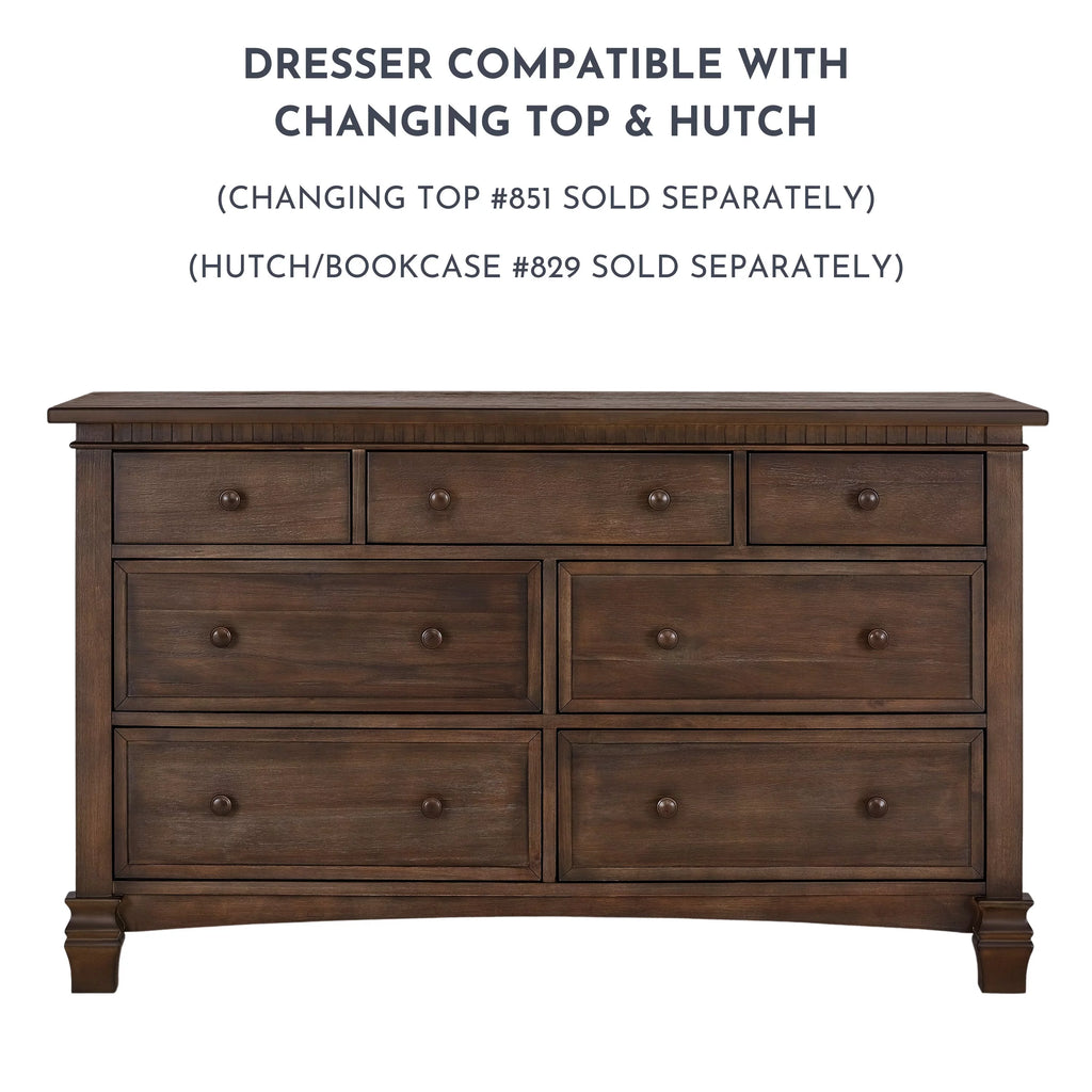 Evolur Cheyenne and Santa Fe Double Dresser, Antique Brown, 7 Drawers D298