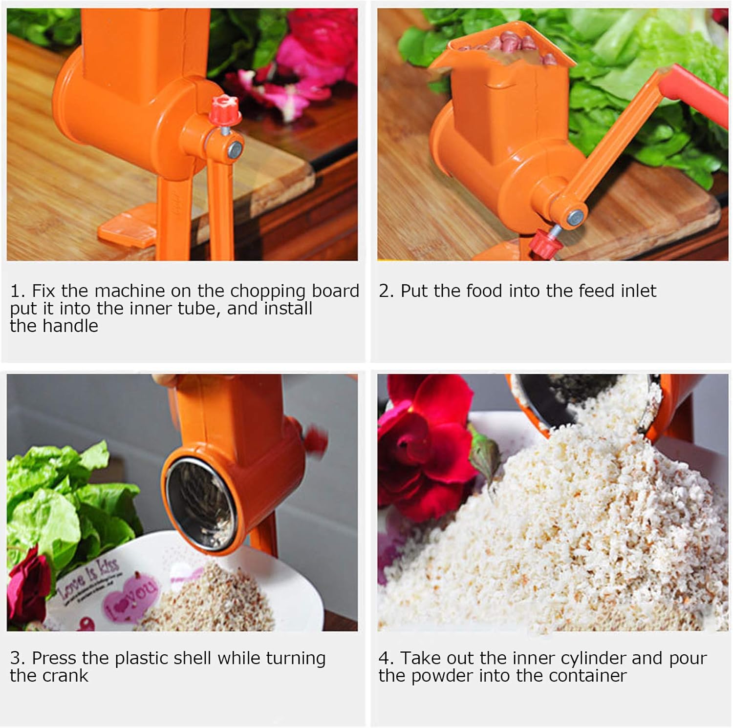Hand Crank Grain Grinder, Aluminum Alloy Manual Mill for Kitchen W6943