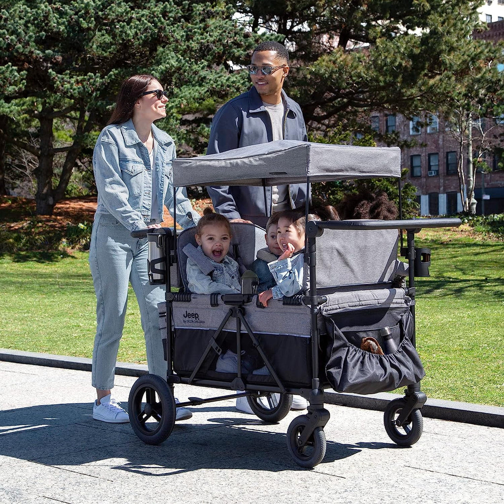 Jeep Wrangler Deluxe 4 Seater Stroller Wagon Grey a7