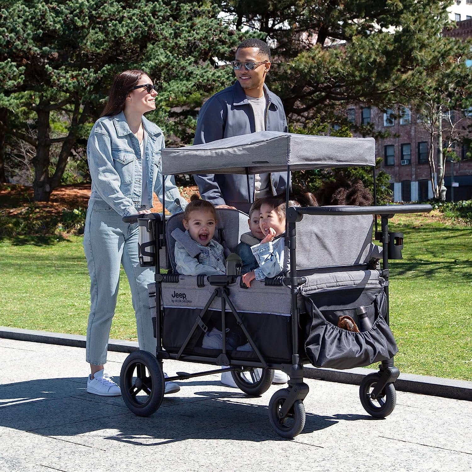 Jeep Wrangler Deluxe 4 Seater Stroller Wagon Grey a7