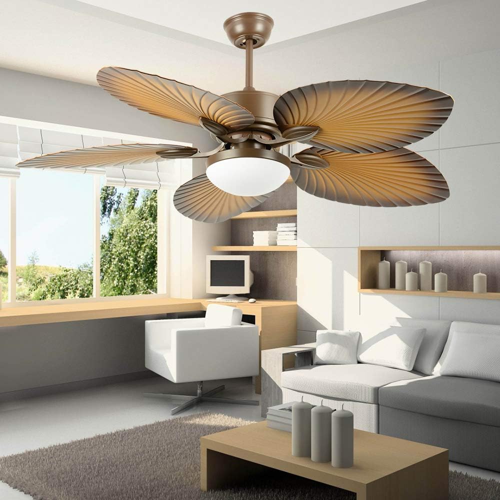 Tropical Palm Ceiling Fan with LED Light, Bronze Finish a7