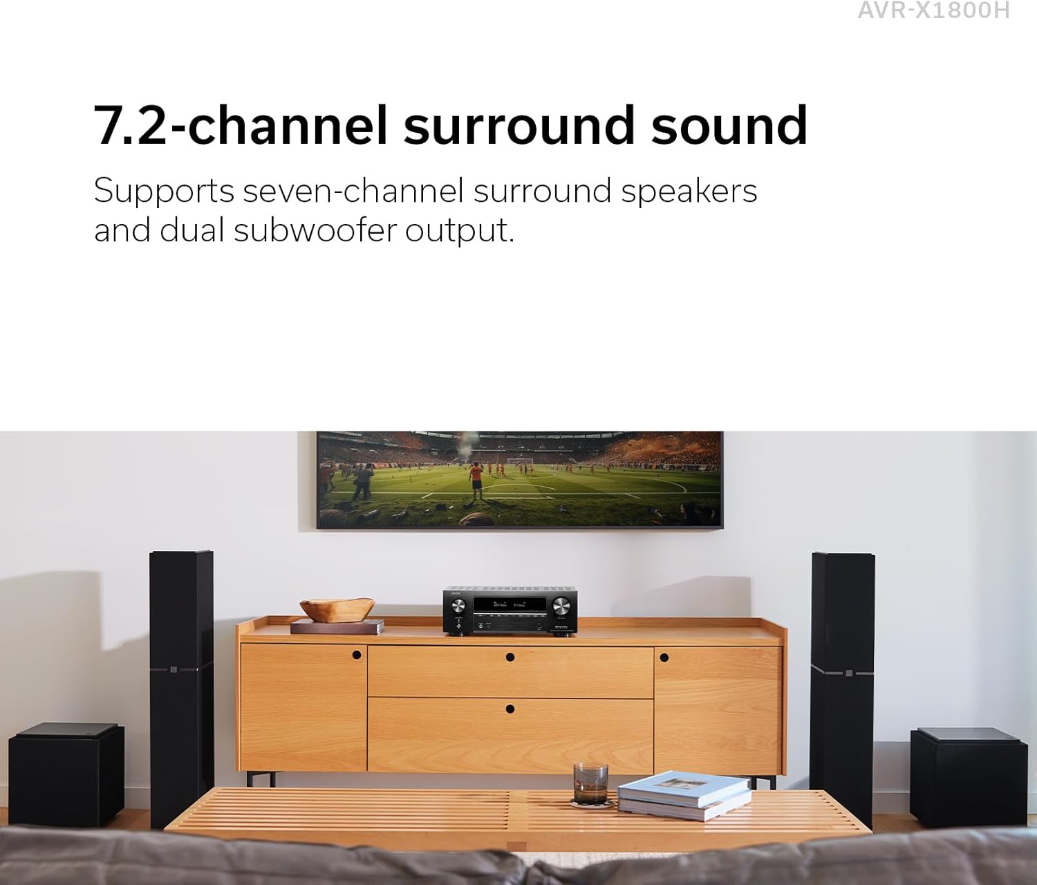 Denon AVR-X1800H 7.2 Channel AV Receiver with HEOS, WiFi, and Bluetooth K386