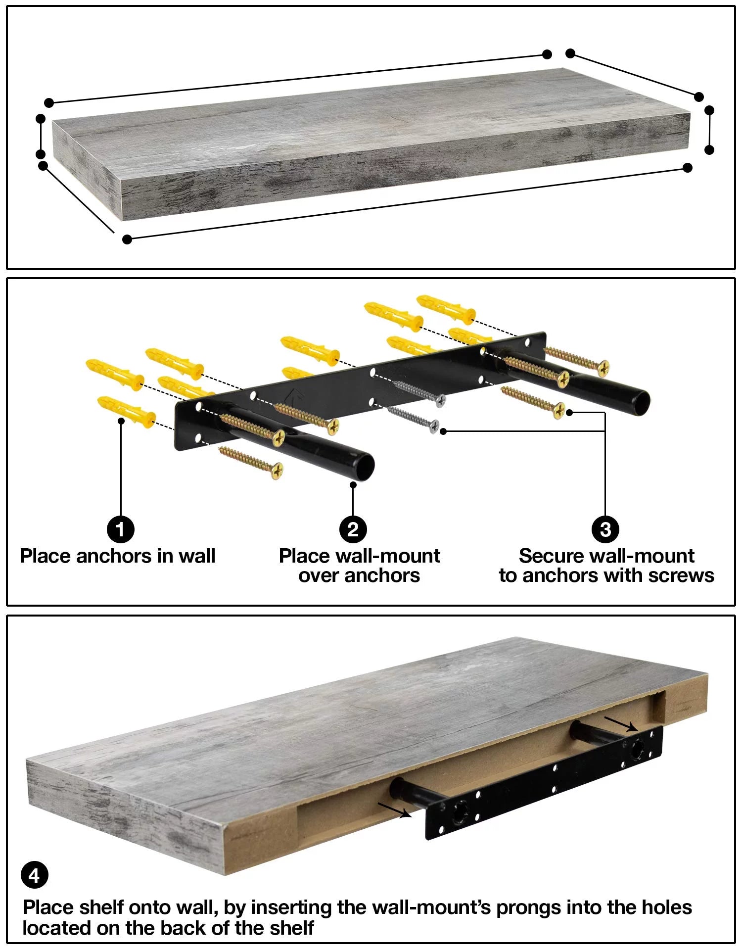 Floating Wall Shelf Gray Wood H573471